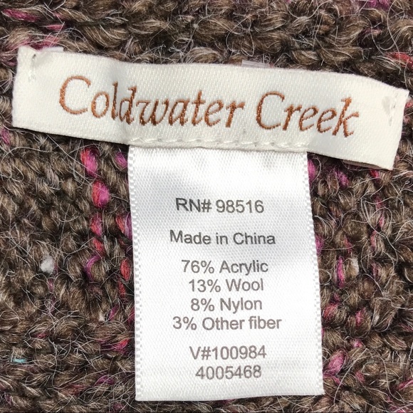 Coldwater Creek Brown & Pink Wool Blend Knitted Scarf - Picture 4 of 5